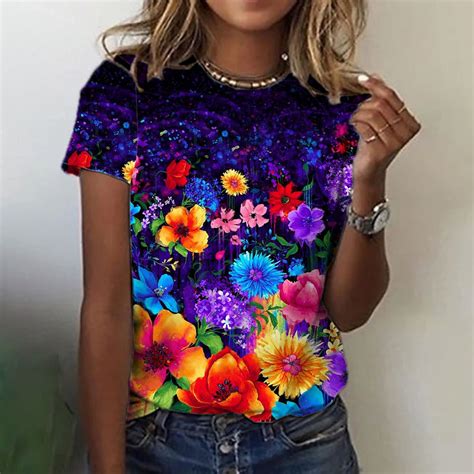 Vibrant Flower Garden Purple Sky Short Sleeve Top – abilvia