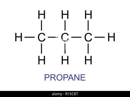 Propane. Molecular model of the alkane and hydrocarbon propane (C3.H8). This organic compound is ...