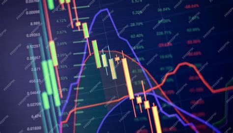 Premium Photo | Price graph and indicator red and green candlestick chart on blue theme screen ...