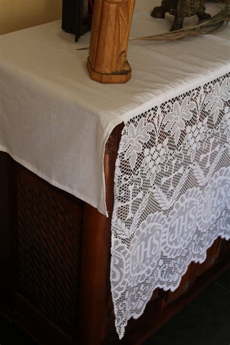 Home Altar Cloth Catholic White Liturgical Lace Crosses IHS - Etsy