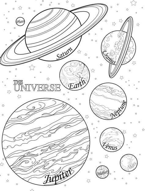 Planet Coloring Pages With The 9 Planets | Solar system coloring pages ...