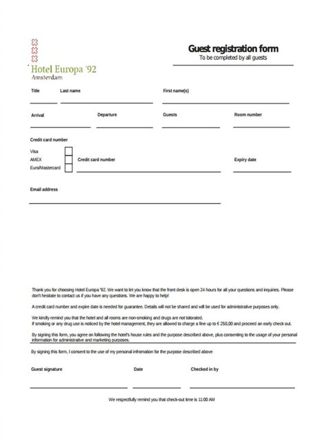 Guest Registration Form Template | DocTemplates