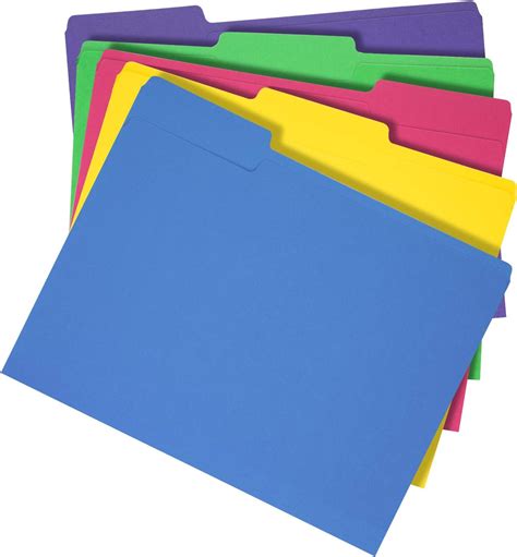 AmazonBasics 3 Tab Heavyweight Manila File Folders, Letter Size, Assorted Colors, 50/Box: Amazon ...