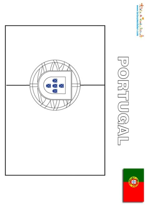 Coloriage du drapeau du Portugal - les drapeaux du monde sur Tête à modeler