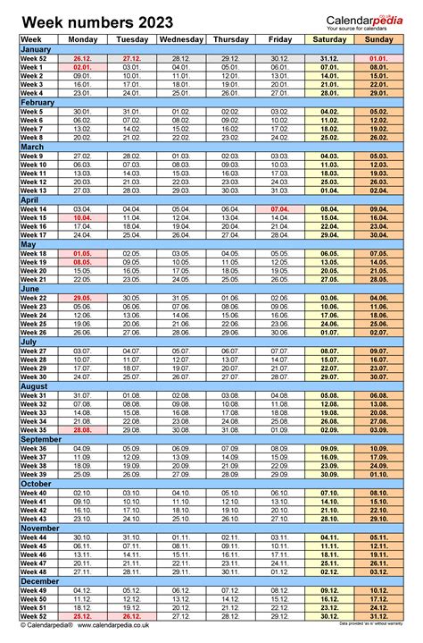 Week Number Calendar 2023 - Time and Date Calendar 2023 Canada