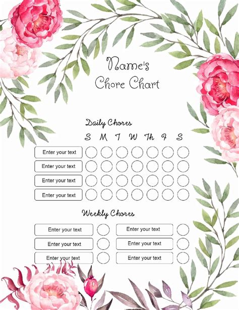 FREE chore chart template | 101 Different Designs