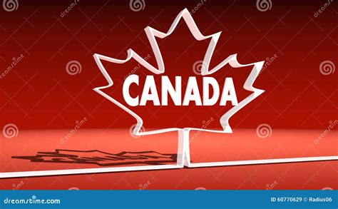 Canada Flag Maple Leaf Outline Icon And Country Name Stock Illustration ...