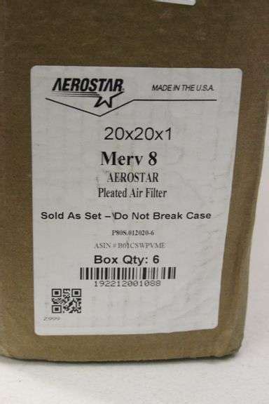 Aerostar 20x20x1 Set of 6 Air Filters - Matthews Auctioneers