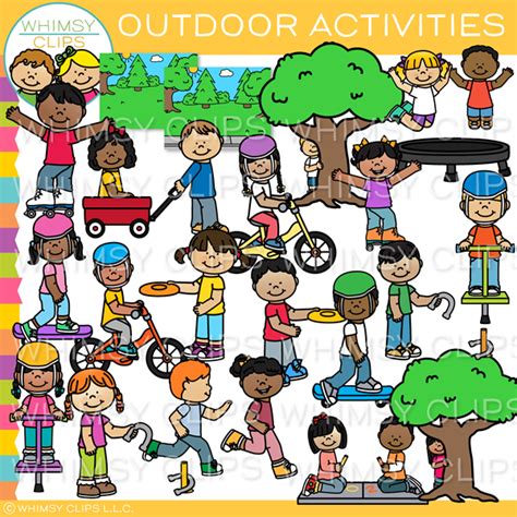 Kids Outdoor Activities Clip Art , Images & Illustrations | Whimsy Clips