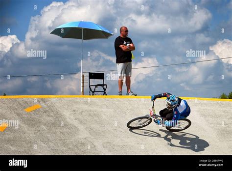 Cyclist in action during a cruiser bike race. Competition concept ...