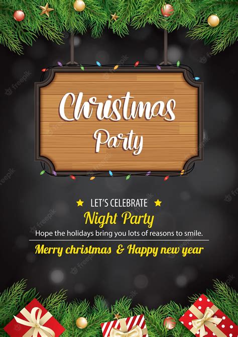 Premium Vector | Merry christmas party invitation card banner template ...