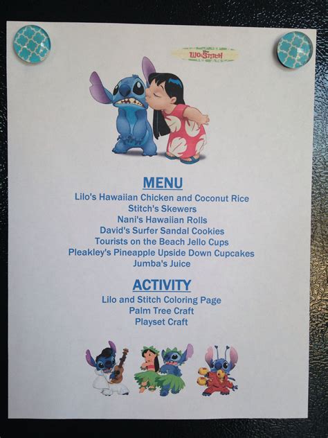 Lilo and Stitch Menu - Lilo and Stitch Movie Night - Disney Movie Night - Family Movie Nighy ...