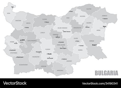 Bulgaria regions map Royalty Free Vector Image