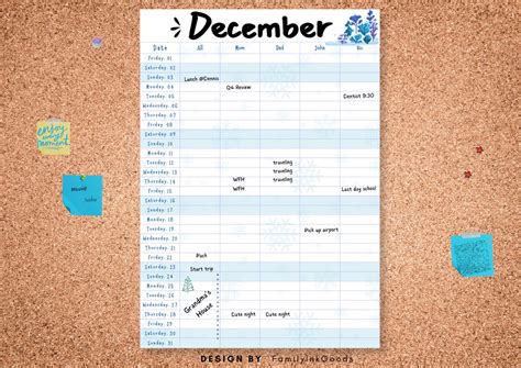 Printable Family Calendar 2023 Planner Wall Calendar Family - Etsy