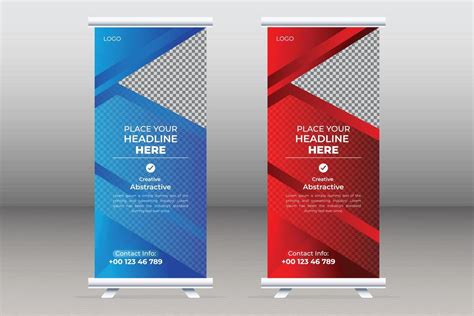 Corporate Business Roll Up Stand Banner Template Design For Vector Stylish Roll Up Display Stand ...