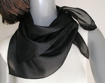 Small Black Scarf Silk Chiffon Black Hair Scarf Girls Scarf