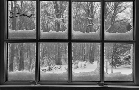 Snowy Window - Black and White