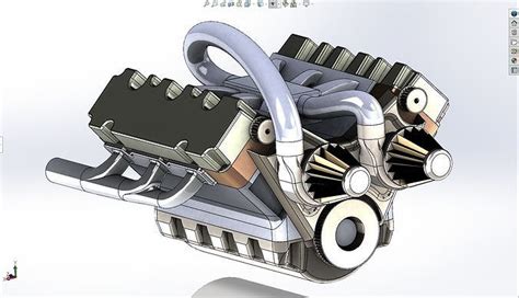 Car Engine V6 animated - solidworks 3D model animated rigged | CGTrader