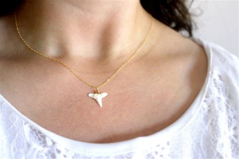 Dainty Shark Tooth Necklace Real Shark Tooth Pendant Gold