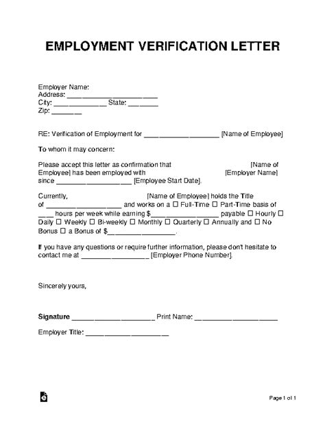 Employment Verification Letter Template - PDFSimpli