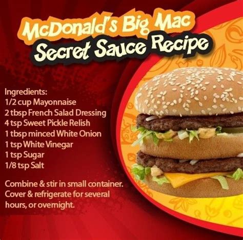 McDonald’s Big Mac Secret Sauce Recipe | Secret sauce recipe, Recipes, Mac sauce recipe