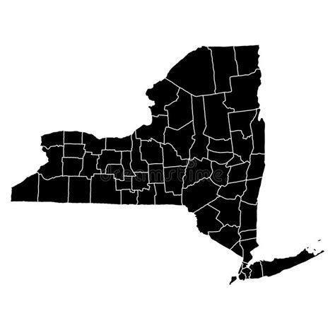 High Detailed Illustration Map with Counties, Regions, States - New York Stock Illustration ...