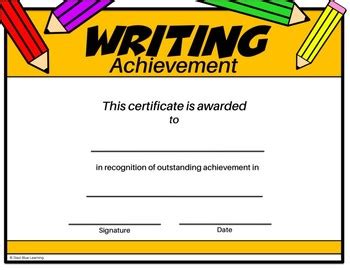 Writing Certificate I - Editable by Diazi Blue Learning | TpT