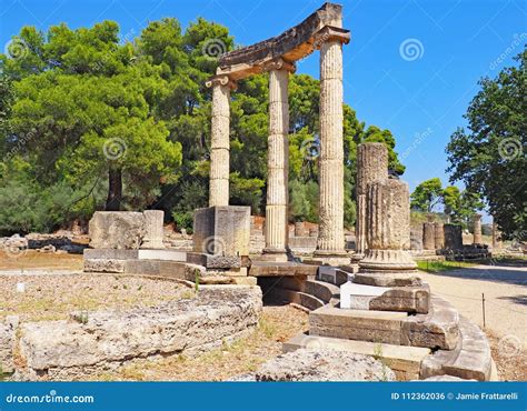 Ruins At The Site Of Ancient Olympia In Greece Stock Photo ...