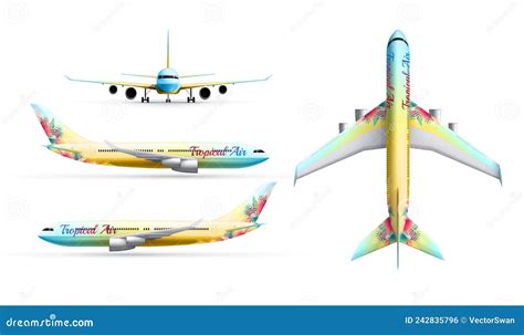 Colorful Airliners Realistic Set Stock Vector - Illustration of design, plane: 242835796