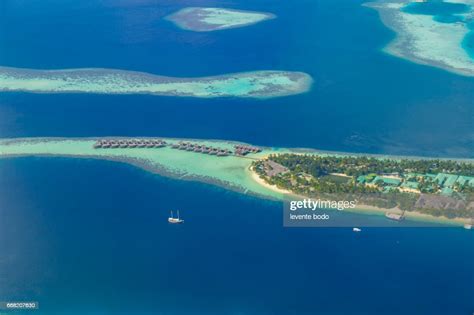 Maldives Beach From Birds Eye View Aerial View On Maldives Island Atoll ...