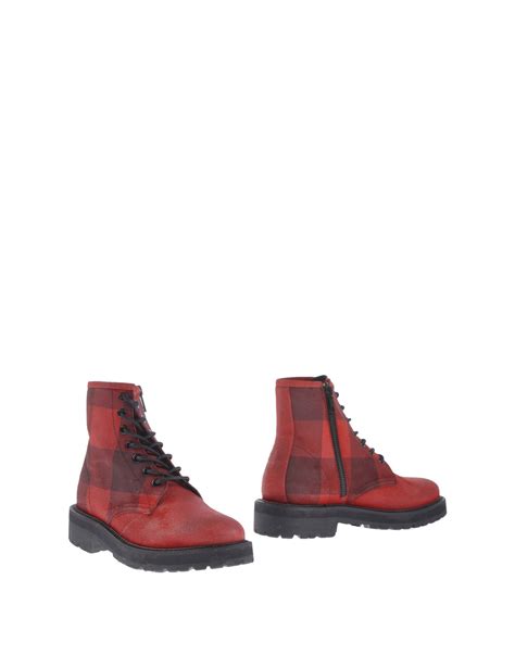 Leather crown Ankle Boots in Red | Lyst