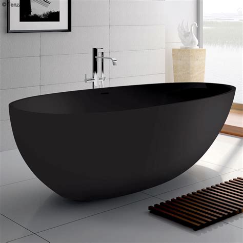 Fienza Bahama 1700 Bathtub Freestanding Cast Stone Bath Tub Matte Black ...