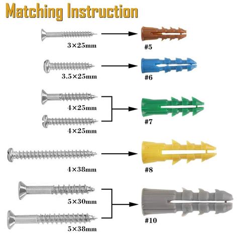 HongWay 370pcs Plastic Drywall Wall Anchors Kit with Screws, Includes 5 ...