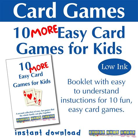 Printable Card Games for Kids, Easy Card Games for Kids, Printable Card Game Rules, Card Game ...