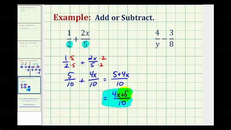 Ex: Add and Subtract Fractions Containing Variables - YouTube