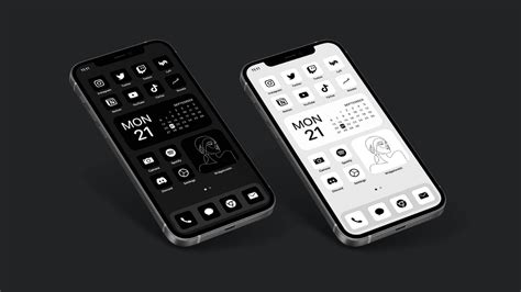 16 Minimal Black & White App Icons for iOS 17 (iPhone & iPad) | Gridfiti