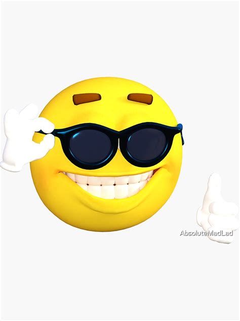 "Cool sunglasses emoji" Sticker by AbsoluteMadLad | Redbubble