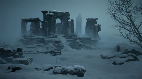 Snowy Ruins (UE4), Francois Hurtubise | Fantasy landscape, Environment concept art, Fantasy places