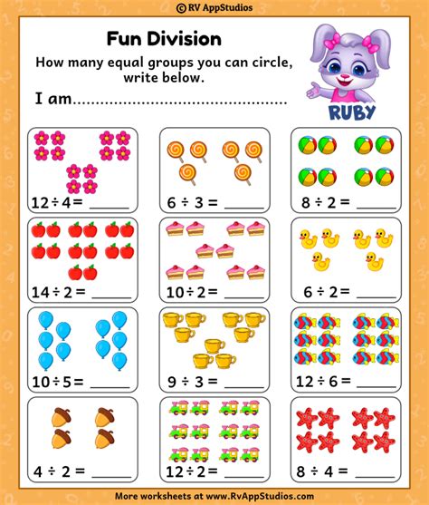 Division Worksheets for Kindergarten. Free Math Printables