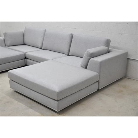 Contemporary Gray Modular Sectional Sofa and Ottoman | Chairish