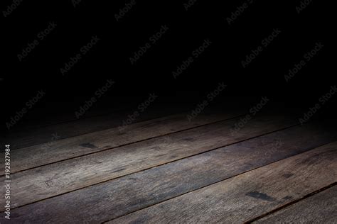 floor wood Dark Plank wood floor texture perspective background for display or montage of ...