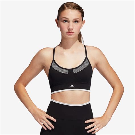 adidas Womens All Me Sports Bra - Black/White - Womens Clothing - DX9303