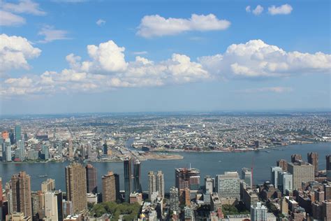 Aerial View of City Buildings by River Under Blue Cloudy Skies · Free ...