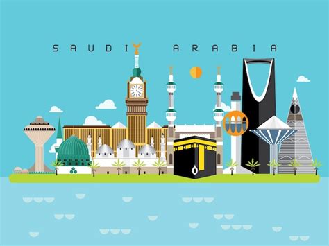 Saudi arabia famous landmarks | Premium Vector