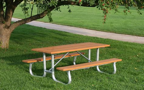 Rectangular Recycled Plastic Picnic Table with Heavy-Duty Galvanized ...