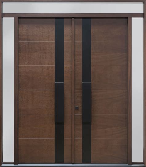 EMD-A4T_DD_CST_Mahogany-Walnut Modern Front Door, Clear Glass by Glenview Doors