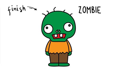 How To Draw a Cute Cartoon Zombie (Inspired by Plant vs Zombie) - Simple and Kid Friendly ...