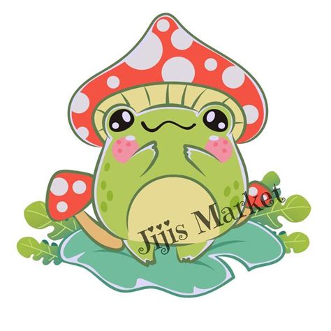 Cute Frog Drawing With Mushroom Hat