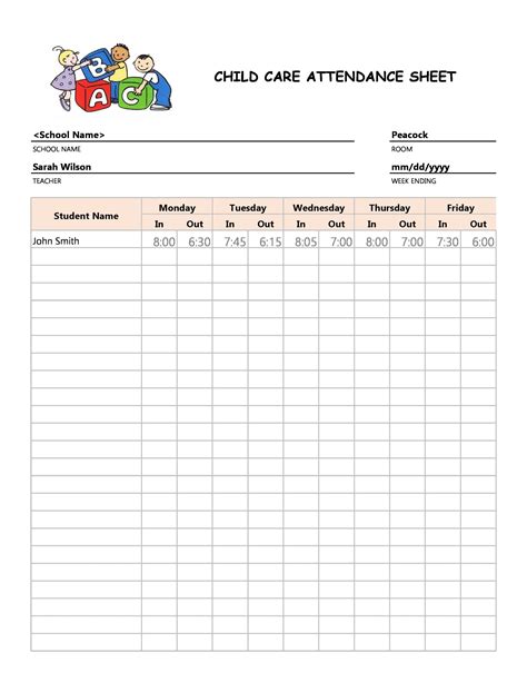Free Printable Attendance Forms For Teachers - Printable Forms Free Online