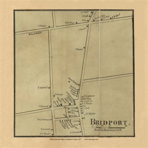 Bridport Village, Vermont 1857 Old Town Map Custom Print - Addison Co ...